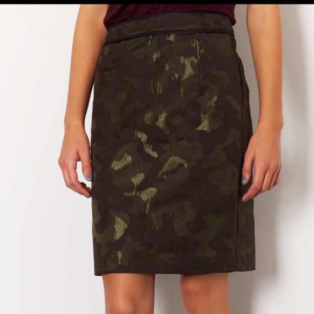 Topshop Camo Jacquard Pencil Skirt in multi color
